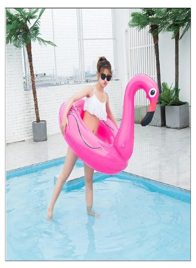 CRULAC Giant Inflatable Flamingo Pool Float | PVC Swimming Ring for Adults & Kids | Summer Pool Party Tubes, Beach Floats & Pool Decorations Blow Up Water Floaties Pink Ring Lounger, 120cm - Image 3